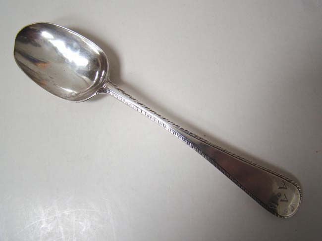 A late 18th century American Silver Tablespoon by J. Gibbs of Providence, RI., circa 1790
